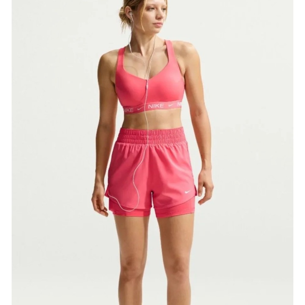 Nike 2-in-1 Running Shorts Size M Coral Pink Dri-FIT Athletic Gym Workout Sporty